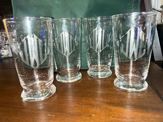 Set of 5 Custom Monogrammed Footed Tumbler Glasses ("JWL")