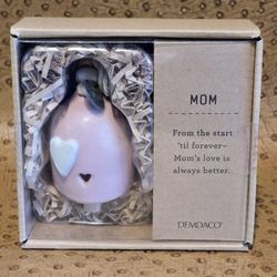 Demdaco Mom Pink 2.5 inch Ceramic Stoneware and Wood Mini Inspired Bell