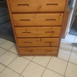 5 Drawer Wood Dresser (Real Wood)