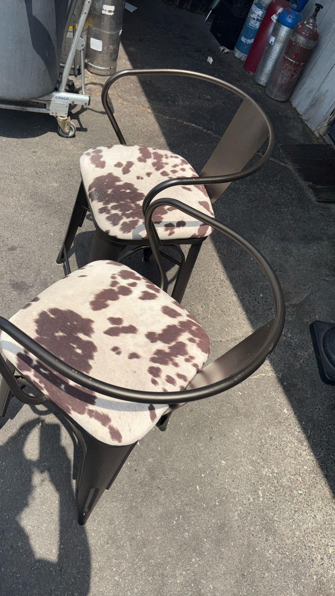 Faux Sued Cow Print Stools
