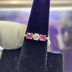 14kt Yellow Gold .40 CT Diamond & Sapphire Ring