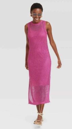 New Beautiful 🩷 PINK Knitted Dress With Attachment Underneath. SIZE Large. Very Nice. See Photos. Cash And Pickup Only