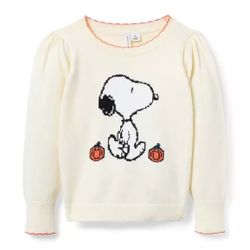 Size 8 Girl’s Janie and Jack Peanuts Snoopy Pumpkin Sweater freshwater pearl 