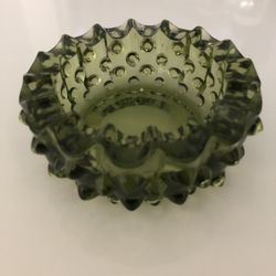 Fenton Hobnail Green Glass Ashtray