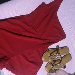 red small dress and size 7 shoes 