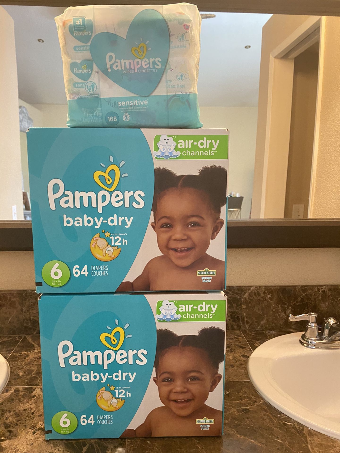 Pampers size 6 diapers and wipes bundle