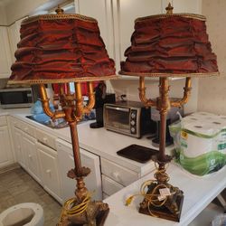 2 Red Buffet Lamps