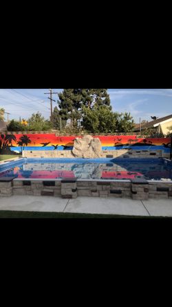 Hand painted sign and mural