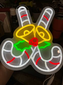 Christmas Neon LED Sign Candy Cane Bells