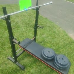 Bench, Bar & 50lb Standard Weight
