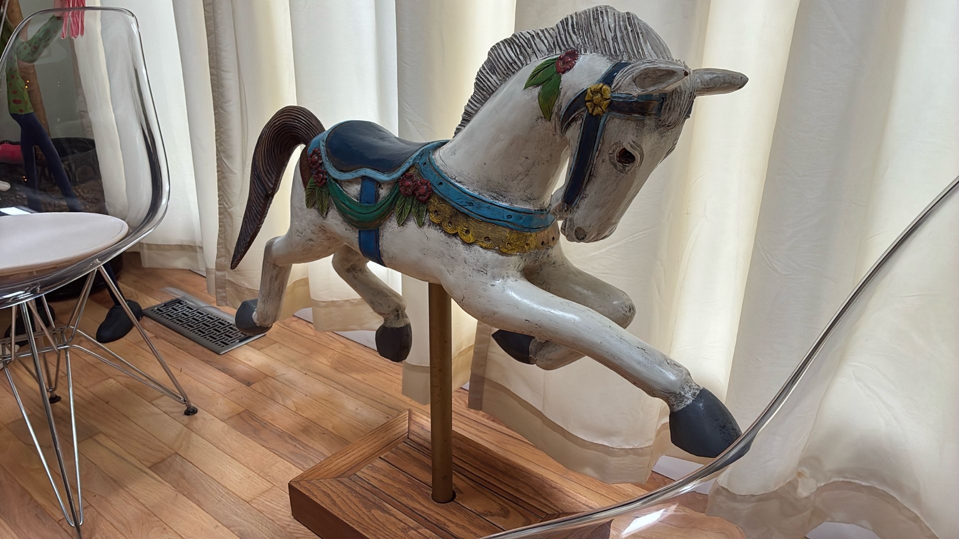 Vintage Wood Carousel Horse With Stand