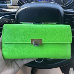 Neon Green Balenciaga Leather Wallet 