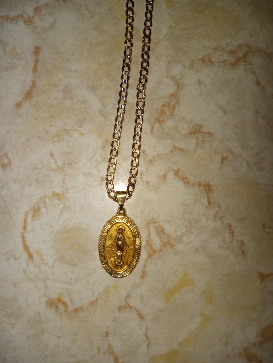 14k Solid Gold Chain With Pendant