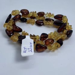 New Baltic Amber Necklace Fossil Beads Natural Unisex 23″ / 14gr High Quality