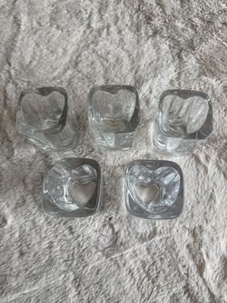 5 heart shaped shot glasses