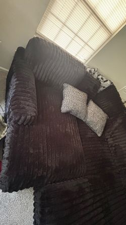 Black Corduroy Fabric Sofa