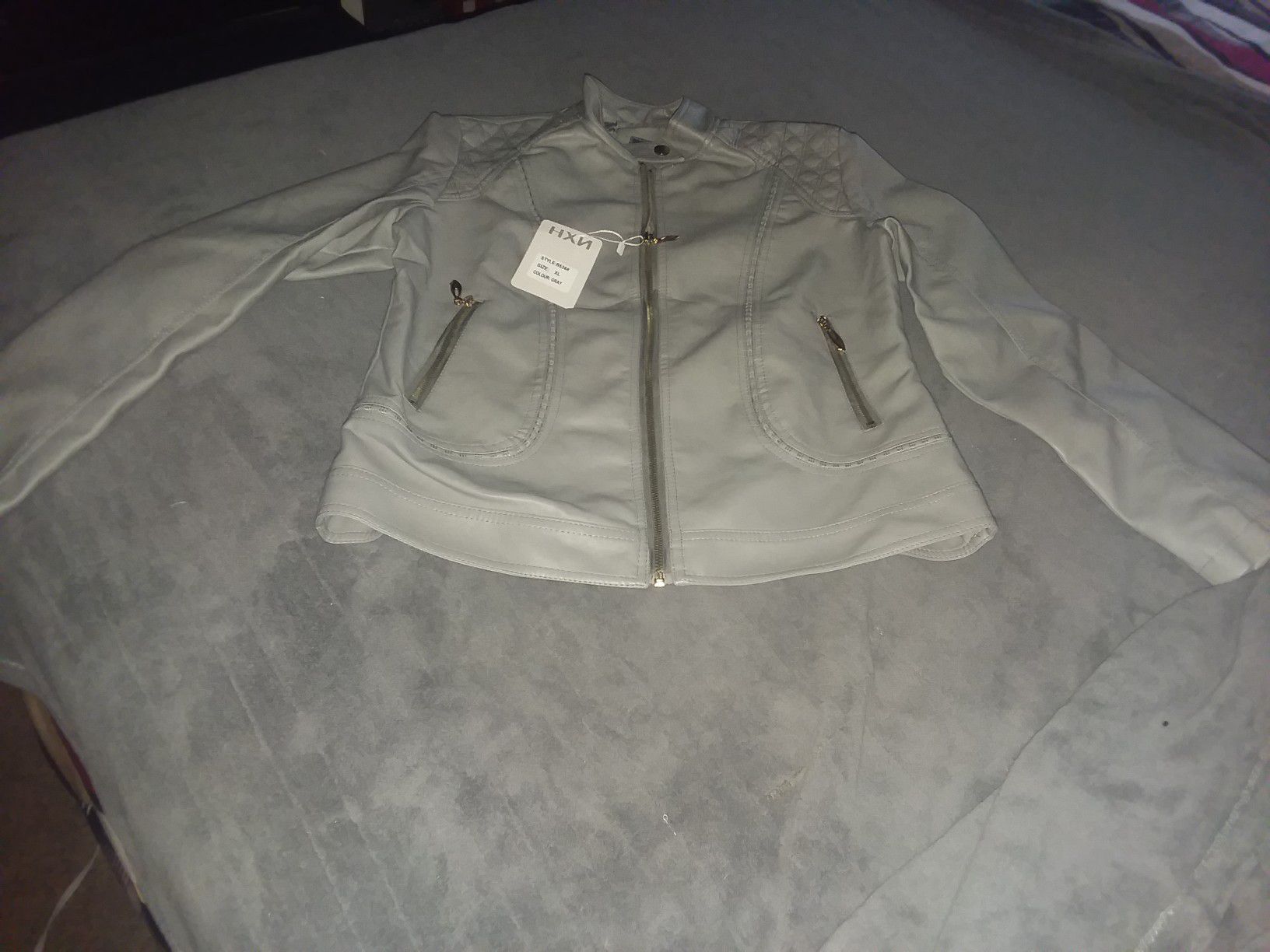 Womens Grey Leather Jacket