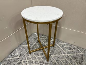 Petite Marble Top Accent Table with Brass Legs