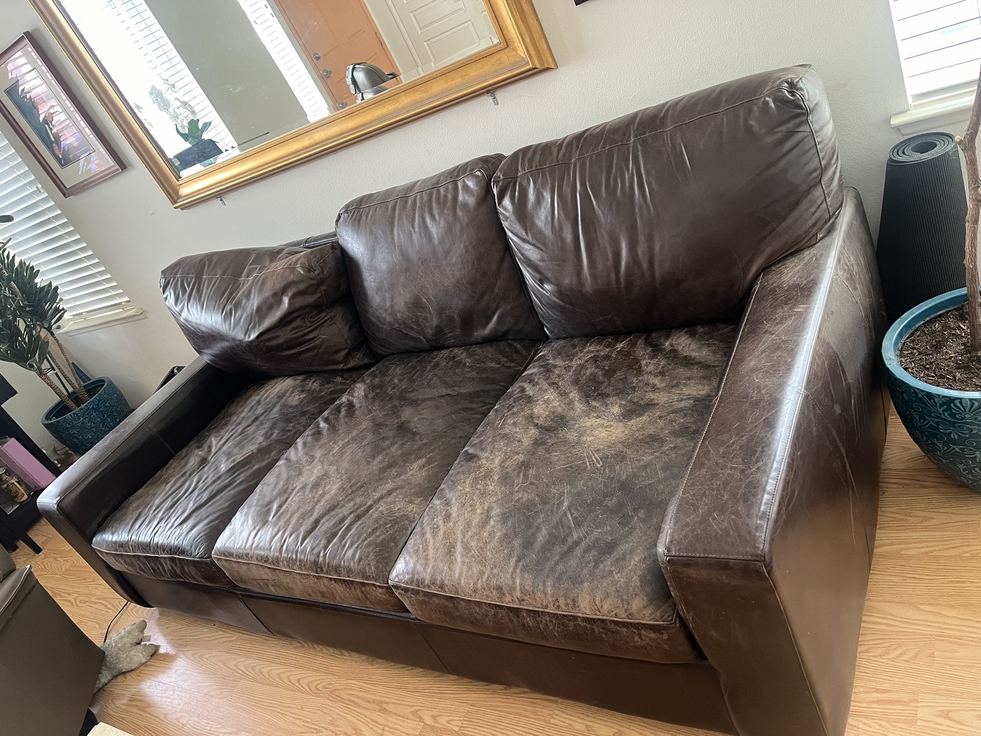 Real Leather Couch Sofa