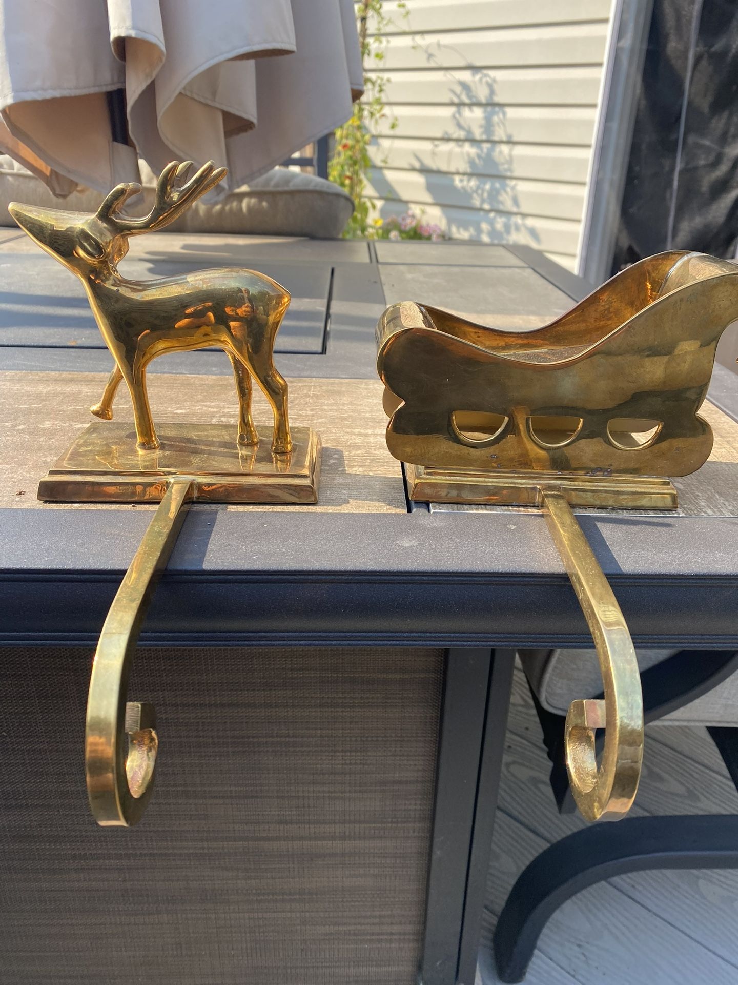 Brass Stocking Mantel Hangers