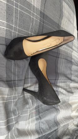 Jessica Simpson Black Glitter Stiletto Pumps Women's Slip On Pointed Toe Size 9