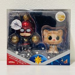 Hot Toys Cosbaby Disney Captain Marvel And Goose Set Limited Edition Velvet Hair Version  (limited to 2000) 