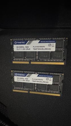 Timetec 8GB DDR3L 1600MHz SO-DIMM RAM (x2)