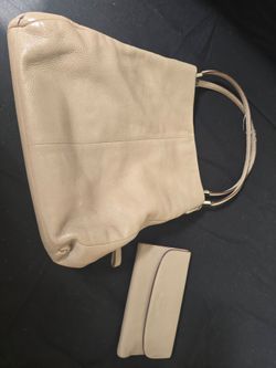 Coach beige leather purse with wallet