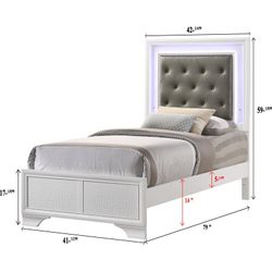 Brand New White Twin LED Bedframe