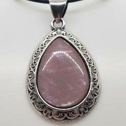Pear Pink Moonstone Silver Necklace 