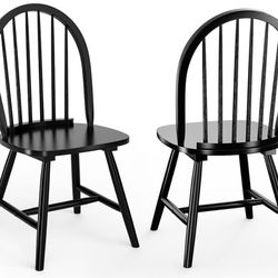 2 For $95 Assembled New Wood Dining Chairs Set of 2, Windsor Chairs with Solid Wood Legs, High Spindle Back, H-Shaped Crossbars, Vintage Country Farmh