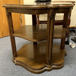 Mid-Century Heritage Burl Walnut 2 Tier End Table