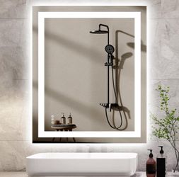 Hivone 30X36 LED Bathroom Mirror with Lights, Anti-Fog, Dimmable, Backlit + Front Lit, Smart Bathroom Vanity Mirror, Memory Function, Shatterproof, Te