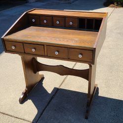 Wood Student Desk With Glass Top