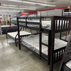 Full Over Full Bunk Bed On Sale Now With Mattresses ‼️