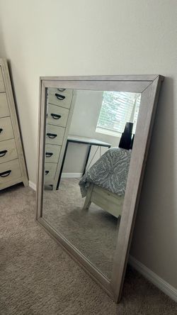 Large Wall Mirror with Wood Frame