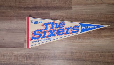 Vintage 1(contact info removed) Philadelphia 76ers World Champions 29 Inch Basketball Pennan