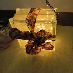 Antique Heavy Glass Block With Lights Plug In