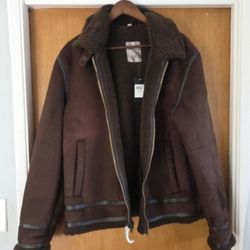 Men's Guess Jacket Vegan Suede Pilot Aviator XL