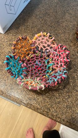 Vintage hand wrapped woven flower basket