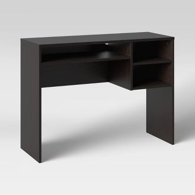 Espresso Brown Student Writing Desk With Storage Shelves