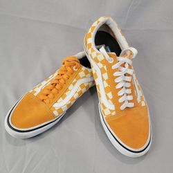 Vans Lace Up Orange Checkered Shoes 