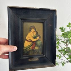 Antique Victorian Old Framed French Wall Hanging Table Top Decor Art Rare Vintage French Collectible 