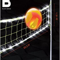 Night Glow Volleyball Set, LED Light-Up Ball and Stand Up Net