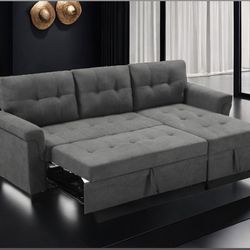 Modern Sleeper sectional With Storage Chaise - limited supply- zero interest Finance available- shop now pay later.  