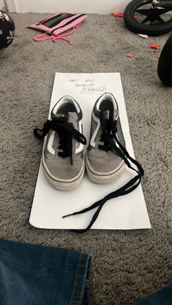 Grey and glitter vans with black laces Grey and glitter vans with black laces
