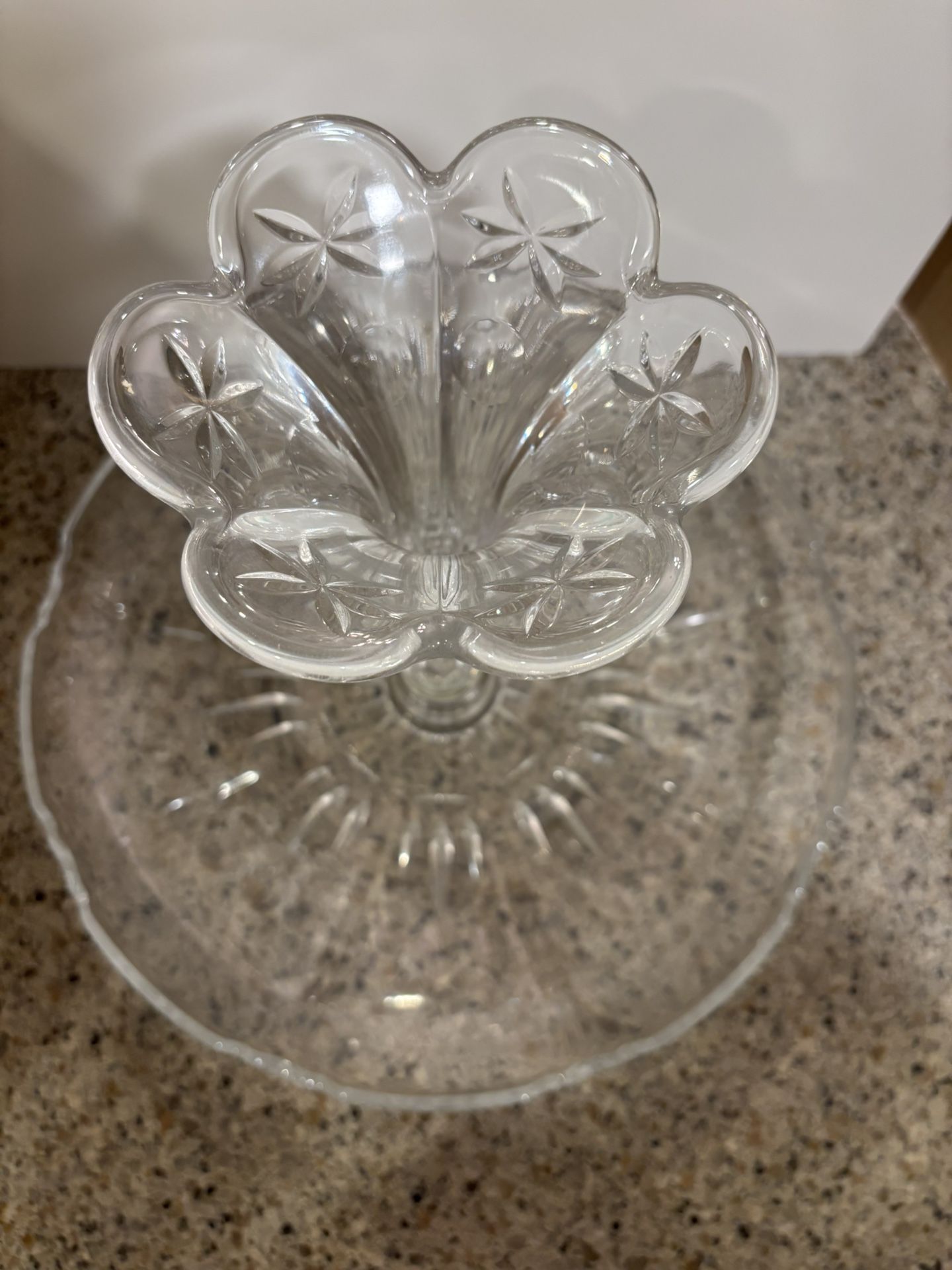 Crystal Platter With Vase Stand
