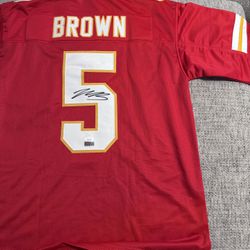 Marquis Brown Signed Autograph Custom Jersey - JSA  Coa Sticker Only - KC Chiefs