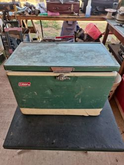 Vintage Coleman Metal Cooler Green