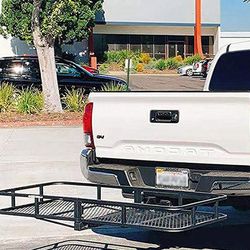(Brand New) $125 Heavy-Duty Folding Cargo Rack Carrier 60x25” Fold Up Basket 2” Hitch Receiver 500 Lbs Max